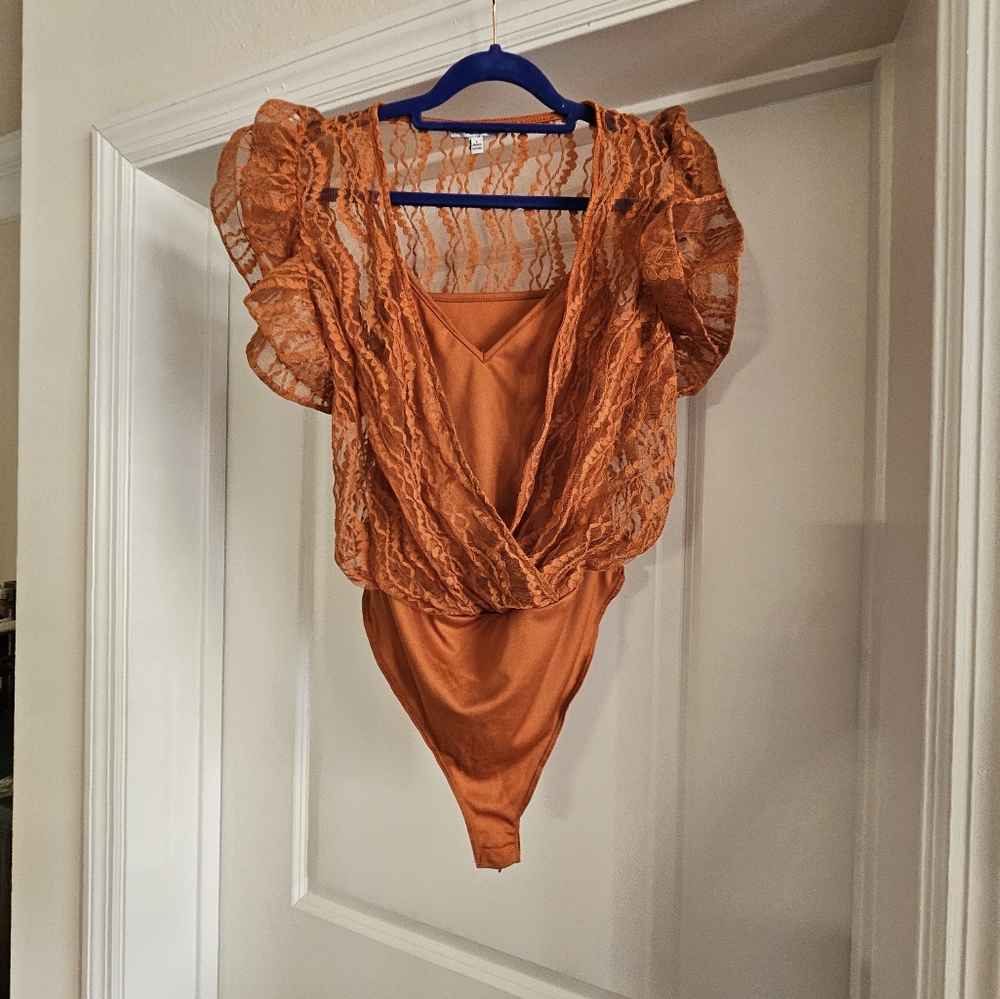 Orange dressy body suit